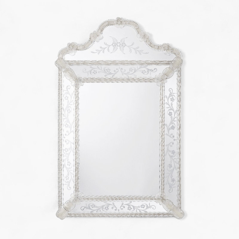 NOLA Murano Glass Mirror, Silver, 43" x 27"