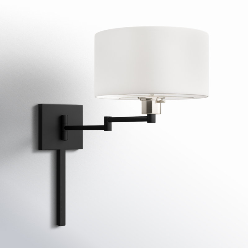 Kevyn Swing Arm Sconce, Off White, Black