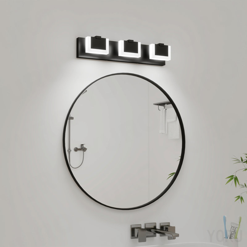 Luminaire de salle de bain moderne à 3 lumières avec luminaire de salle de bain à DEL noir et blanc