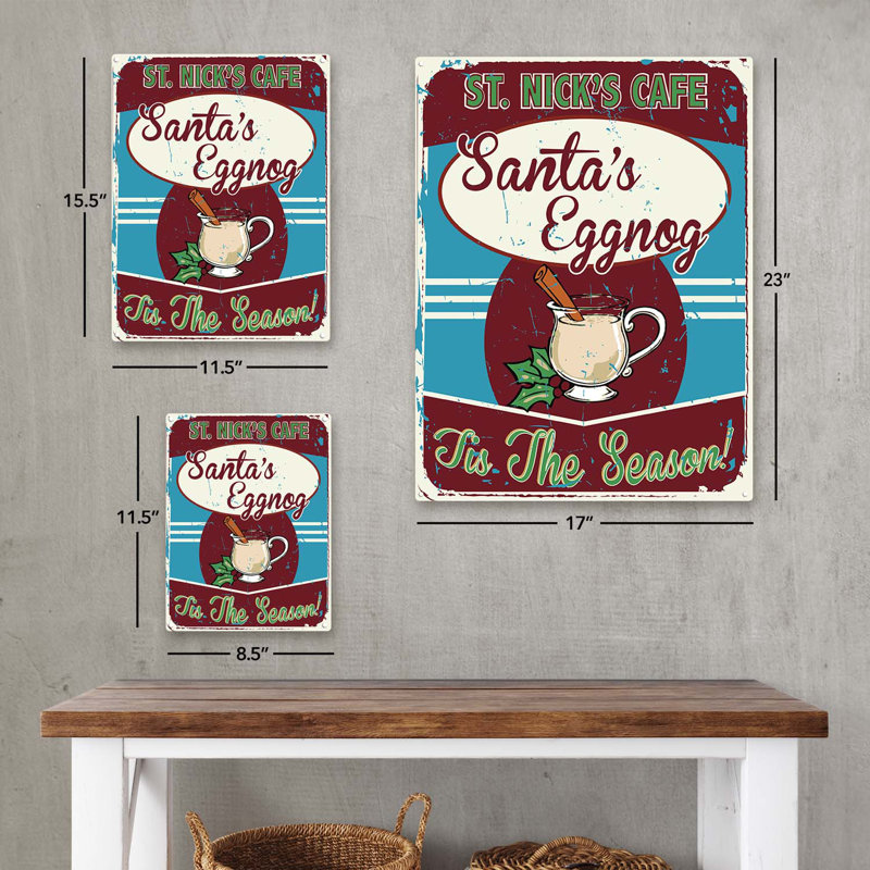 Plaque de Noël en forme de lait de poule St Nick's, H 15,5 po x l 11,5 po x P 0,04 po
