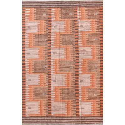 One-of-a-Kind 6' X 9'3" New Age Area Rug Brown/Orange/Red/Ivory