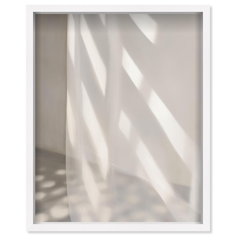 Oliver Gal Curtains of Time I Abstract - Luxury Shadowbox Framed Wall Art, 31.5" H x 25.5" W, White