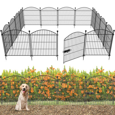 Decorative Garden Fence Animal Barrier With Gate 32 In(h)×36.8 Ft(l) 16 Panels, Dog Rabbit Fencing Arched Rustproof Metal No Dig Pet Outdoor Garden Fence For Yard, Patio, Flower Bed