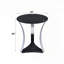 Table de bout ronde en verre noir avec base en chrome et tablette en bois