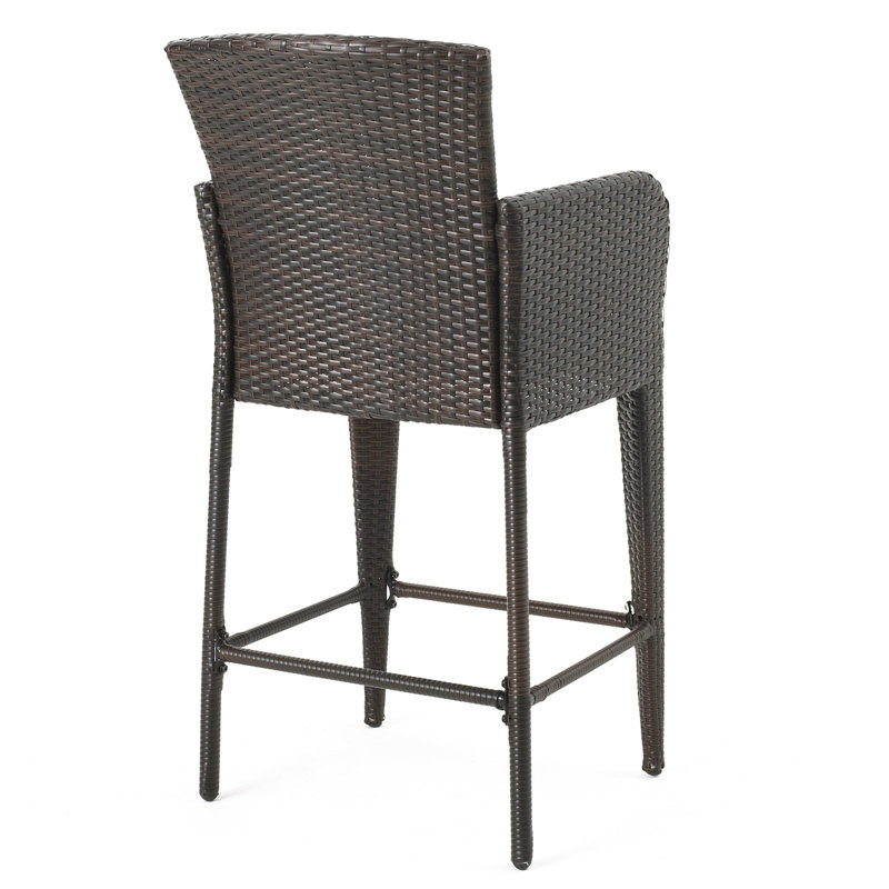 Noah Polyethylene (PE) Wicker Outdoor Stool, Brown