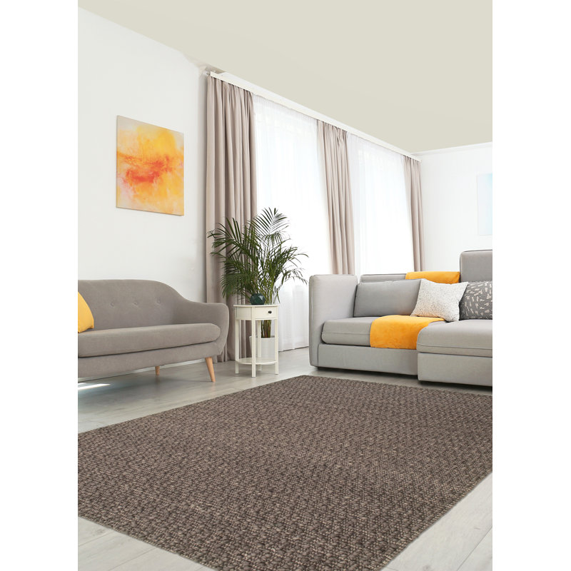 Tapis gris en laine tressé à la main Zurich