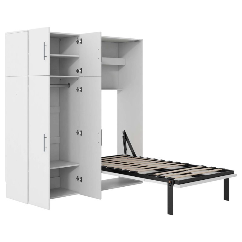 Lit escamotable avec casiers et armoires escamotables, Lit simple