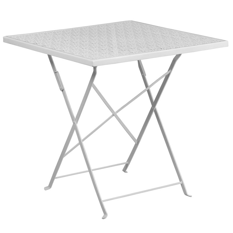 Ensemble de table de patio pliant intérieur / extérieur 28 po avec 2 chaises carrées Raiden, Blanc
