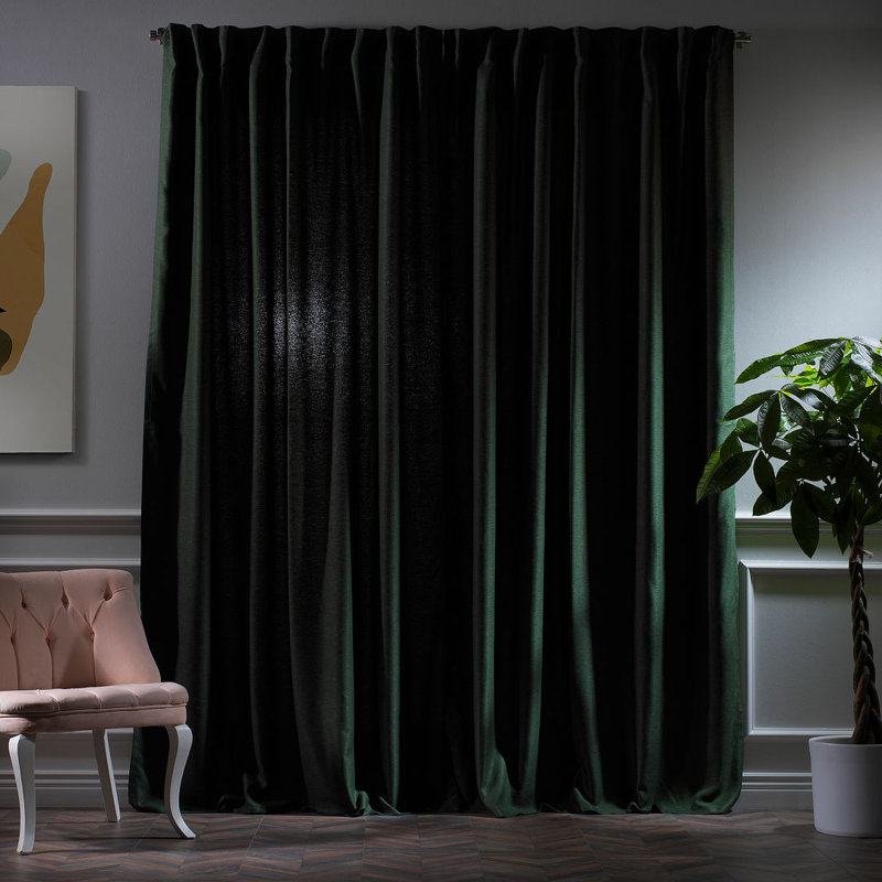 Blackout Single Curtain Panel, 260cm Width x 450cm Drop, Duck Green