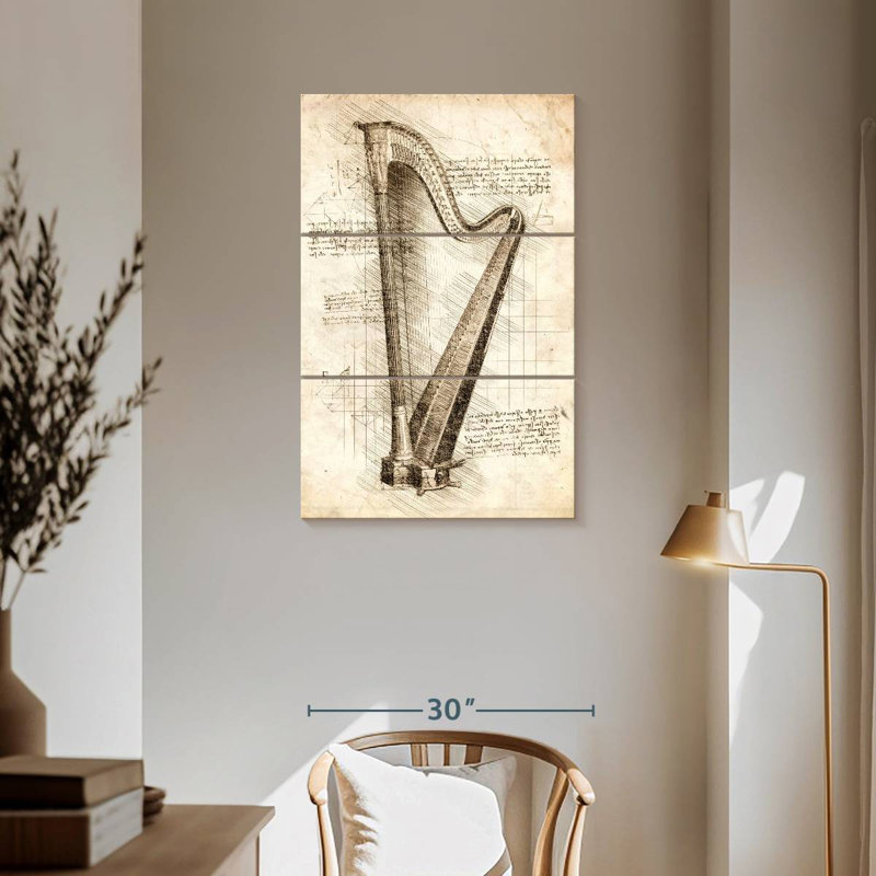 Abarca Old Harp, 57" H x 36" W