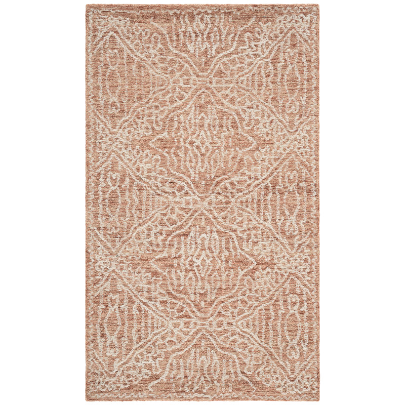 Robblee Hand Tufted Wool/Cotton Geometric Rug in Ivory, Rectangle 3' x 5'