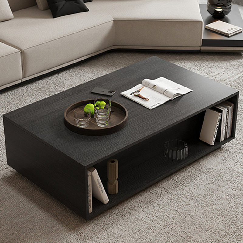 Modern simple rectangular storage coffee table, 14.6" H x 51.2" L x 24.4"  W, Black