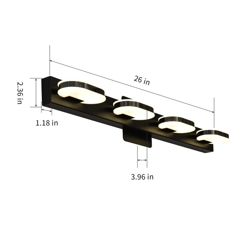 Éclairage pour salle de bain 4 lumières Clare-Marie, Noir