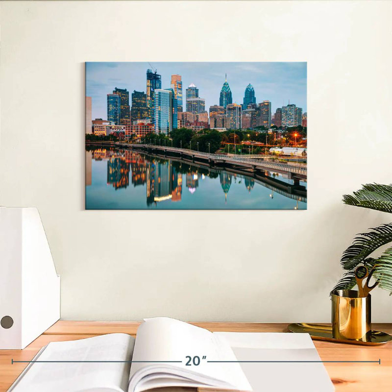 Silhouette de Sireci, Philadelphie et rivière Schuylkill, H 8 po x l 12 po