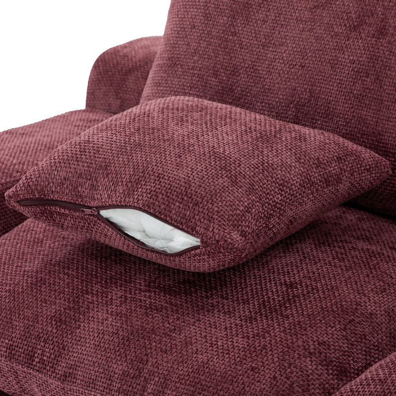 Canapé modulaire à compression double Bonyst 107,9 "avec coussin double couche et poches latérales, Rouge