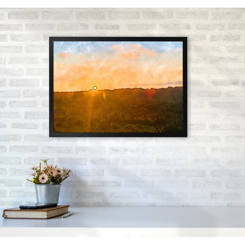 Sunset Over Dartmoor Landscape - Print, Black Framed, 46cm H x 63cm W x 3cm D