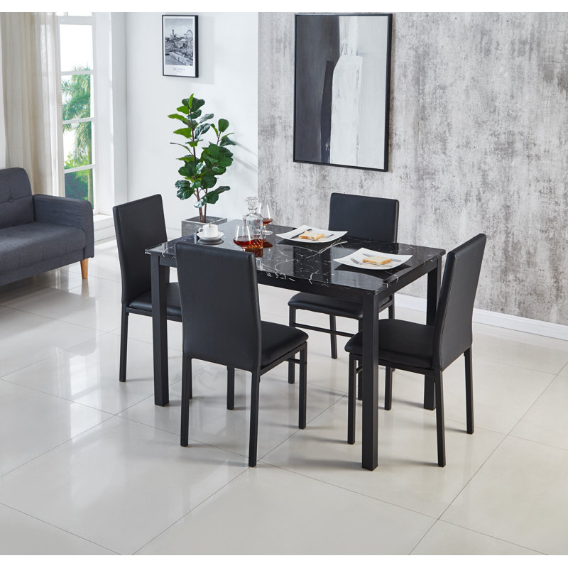 Calmer 4 - Person Dining Set, Black