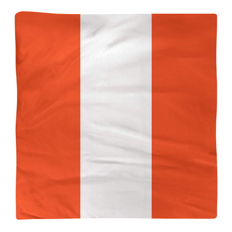 Cotton Striped Square Napkin, Orange/White