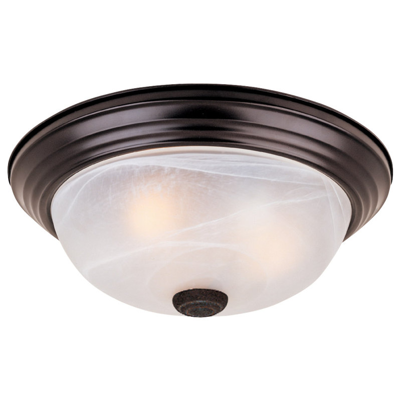 Kaylor Simple Bowl Flush Mount, Oil Rubbed Bronze/4.5"H x 11.25"W/White Alabaster