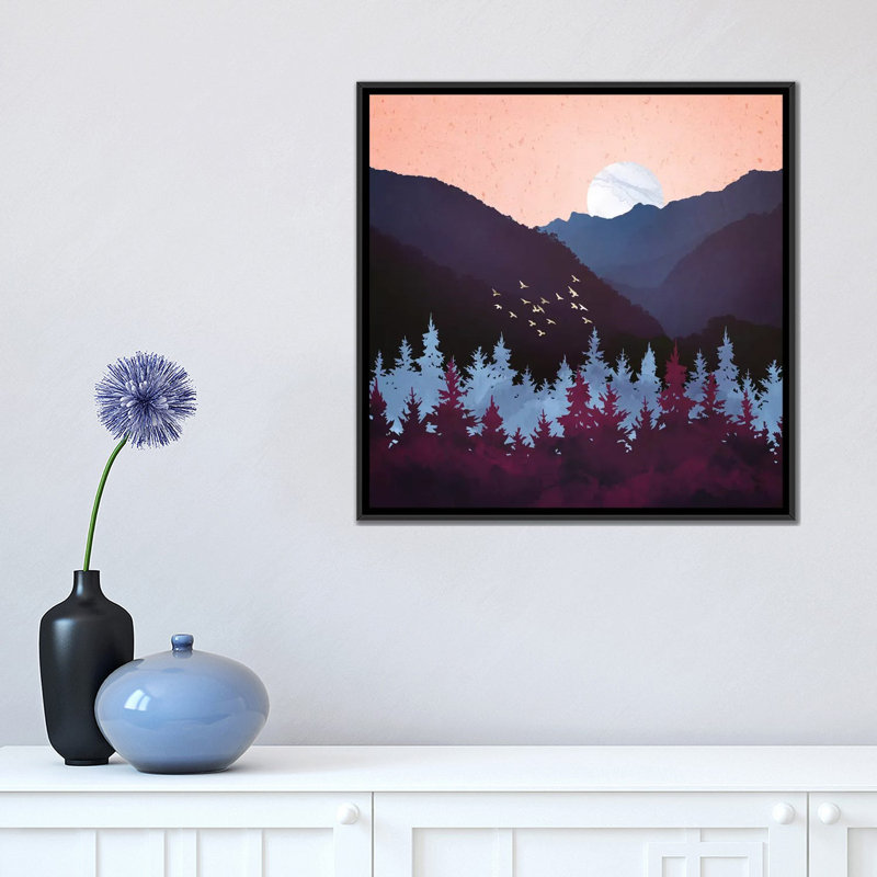 Mulberry Dusk - impression d'art graphique, Toile avec cadre noir, Aucun mat, H 18 po x l 18 po x 1,5 po