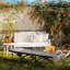 Lit de camping avec coussin, lit pliant portatif, gris