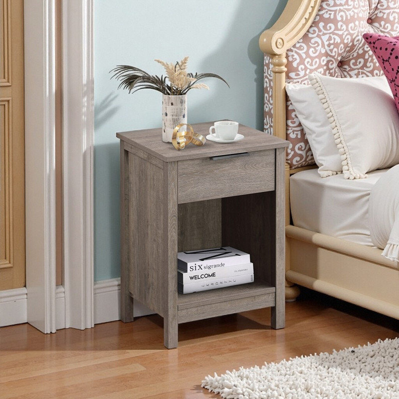 Table de chevet 3 tiroirs, Gris