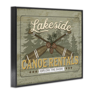 «Lakeside Canoeries», estampe numérique encadrée, design par Jennifer Pugh