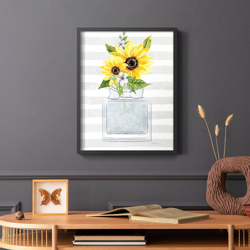 «Sunflower Perfume II», reproduction encadrée - bois massif, Noir, H 10 po x l 8 po