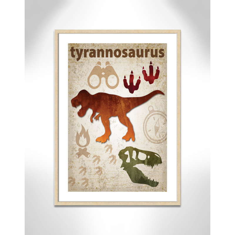 Dinosaurs-01' Wall Decal, 35.5" H x 25.5" W x 1.1875" D, Beige Box Framed