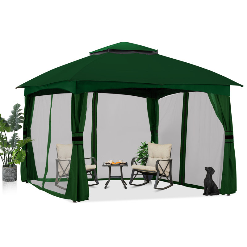 Steel Patio The Soft Roof Gazebos, Beige, 110" H x 131" W x 131" D