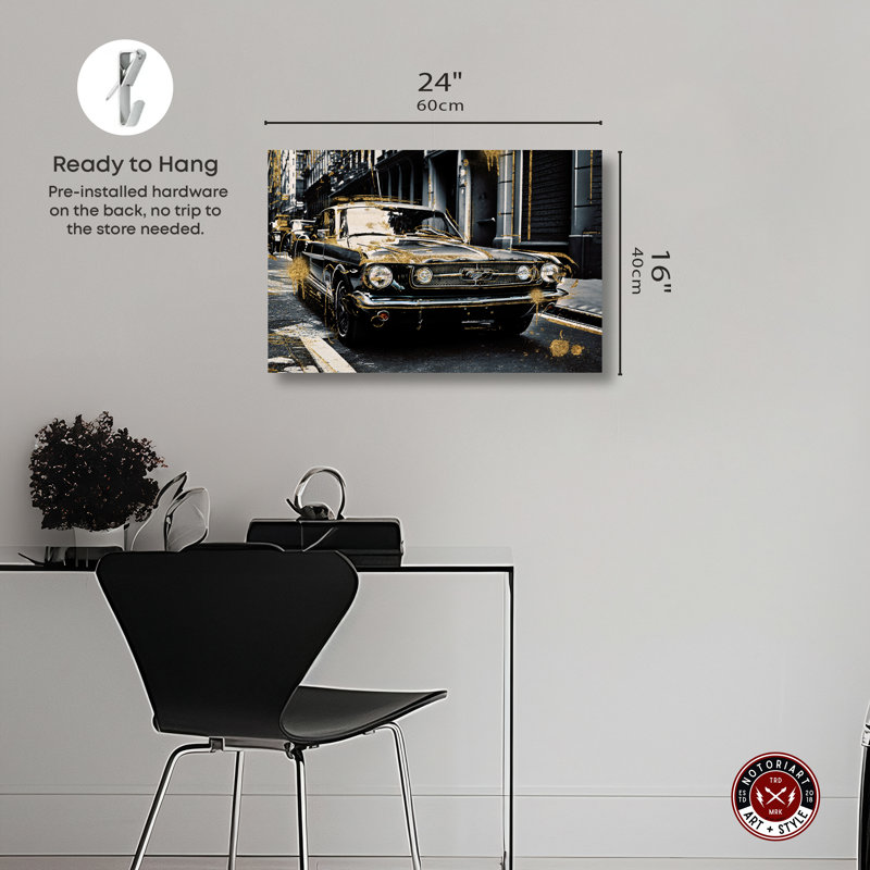 «Rock and Roll Ride Racing Car Print Man Cave» par Notoriart, Toile tendue, H 16 po x l 24 po