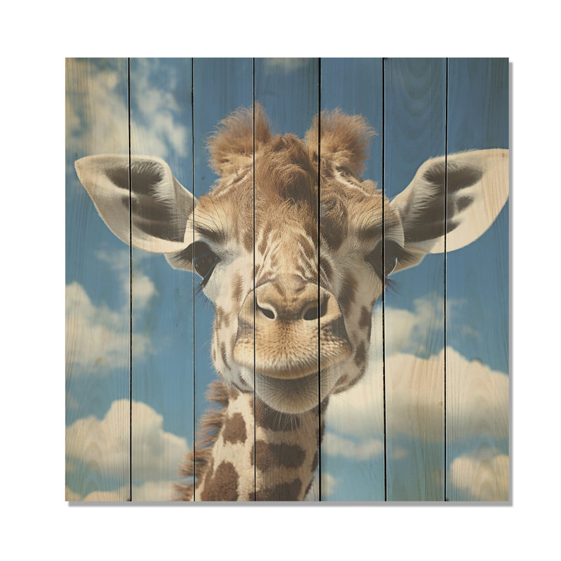 Photo de girafe majestueuse - Animal girafe sur bois, H 36 po x l 36 po