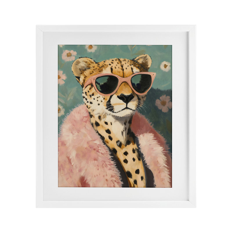 Glam Cheetah en fourrure rose, impression sous verre, conception de The Prints Vibe, 21 x 17