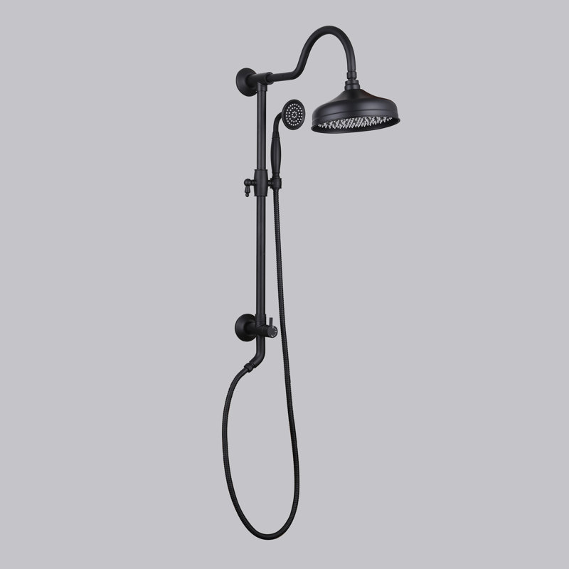 Dual Shower Head 1.8 GPM with Slide Bar (Valve Not Included), Matte Black