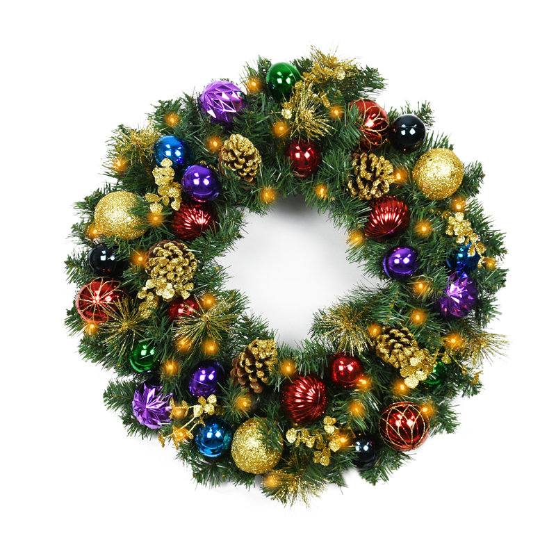 Handcrafted Faux Lighted Pine 30'' Wreath