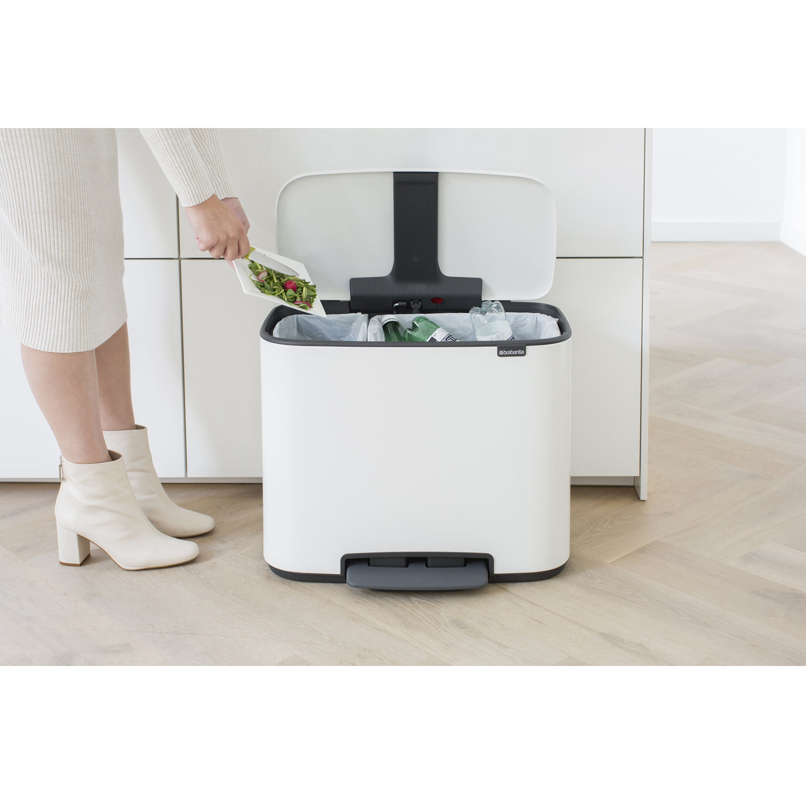 Brabantia Bo 9gal Step-On Recycling Can, White