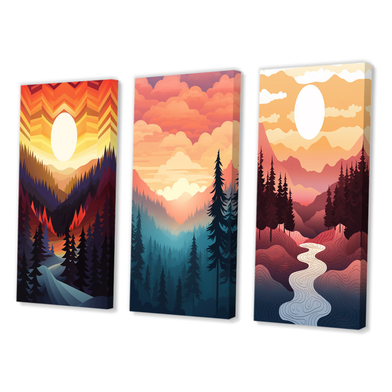 Ensemble 3 pièces Mountain Forest, H 32 po x l 48 po, Toile tendue