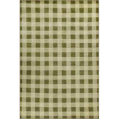 Modern Checkered Green Tone Decorative Carpet