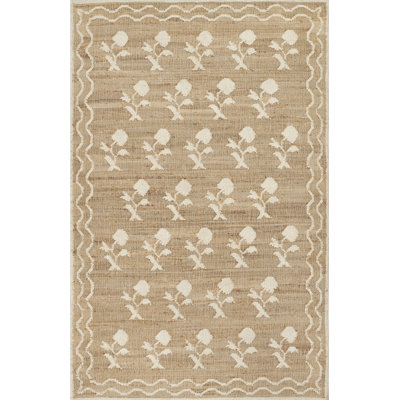 Erin Gates by Momeni Orchard Leaning Flower Jute and Wool Hand Woven Ivory Area Rug