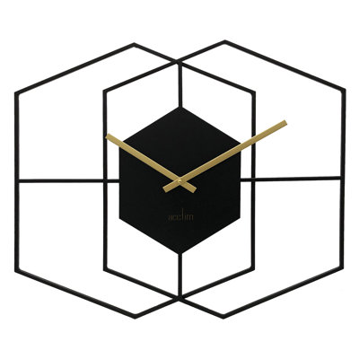 Acctim Addison Large Wall Clock Quartz Hexagonal Geometric Painted Metal 55cm