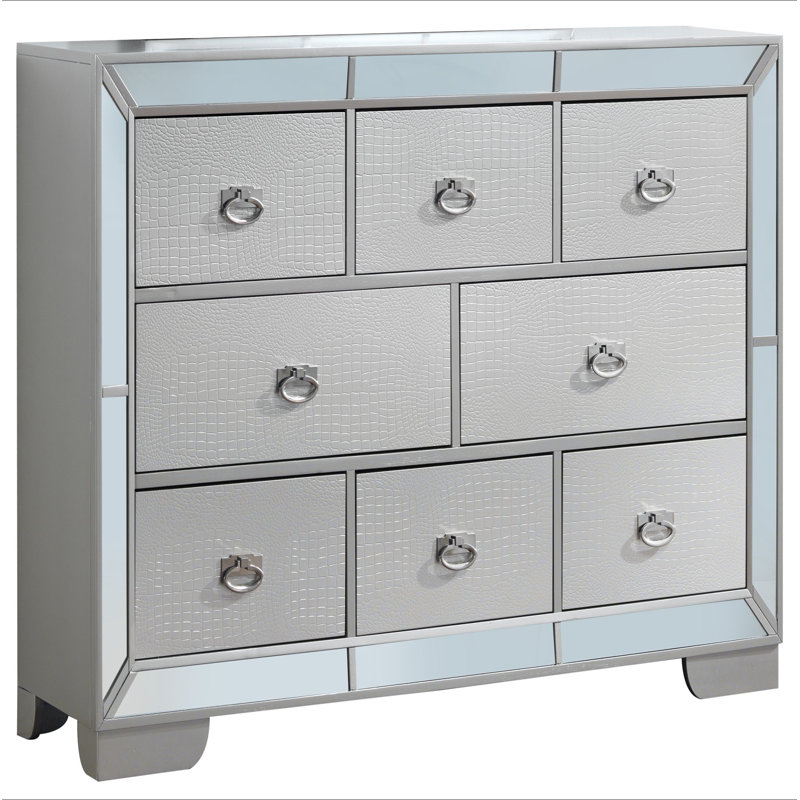 Commode de rangement élégante à champagne argenté
