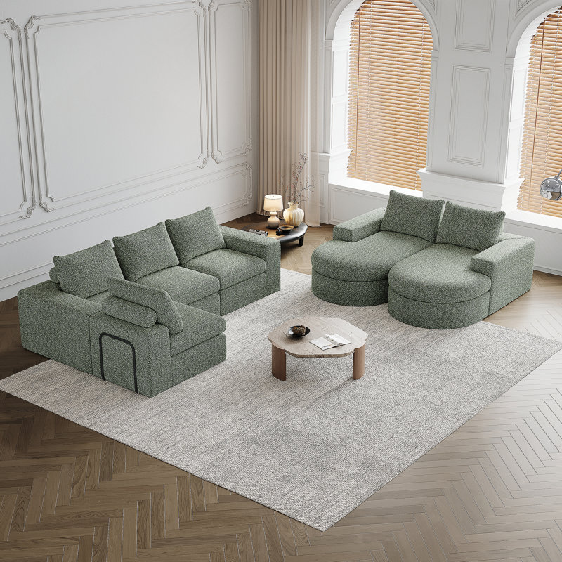 Canapé modulaire Chenille Cloud, Chenille verte