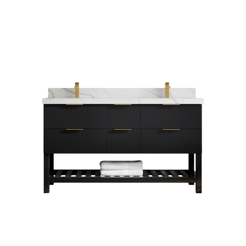 60'' Double Bathroom Vanity with Quartz Top