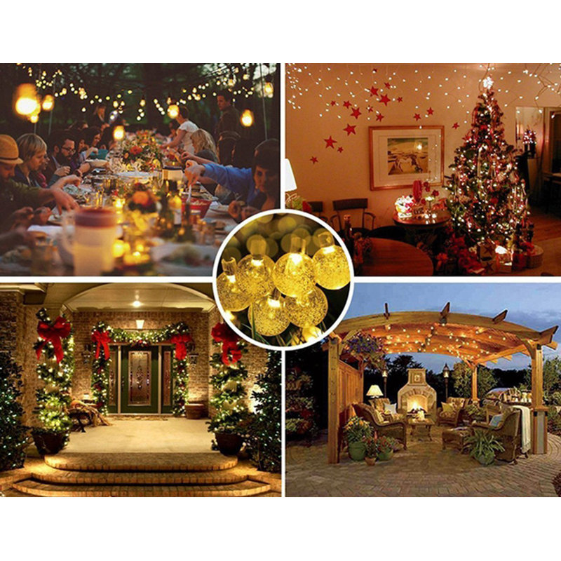 Crystal Bubble Ball LED String Lights Warm White Outdoor 100 - Bulb 396'' Plug-in LED Globe String Light, Warm White