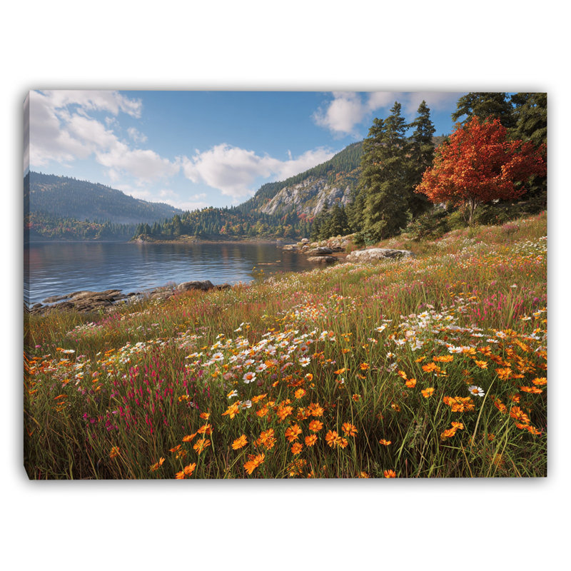 Wildflower Shore - Art mural sur toile tendue, H 16 po x l 24 po