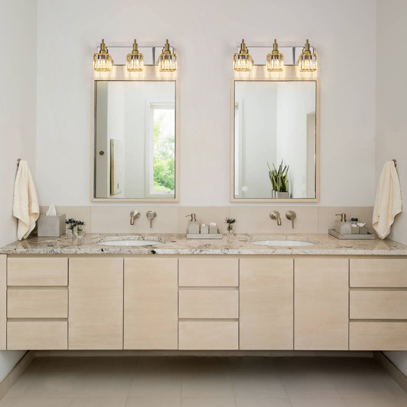 Taevion Dimmable Vanity Light, 3 Lights, Chrome/Gold