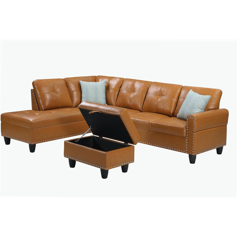 Canapé modulaire en similicuir avec repose-pieds Irine