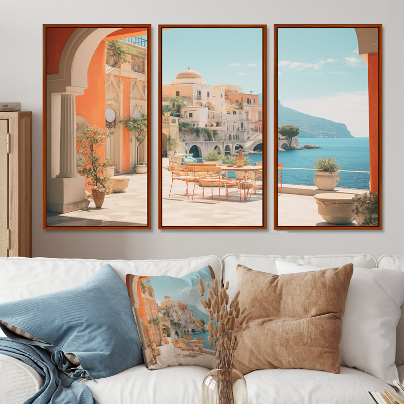 Roseville - ensemble d'art mural plage, Cadre flottant brun, H 40 po x l 60 po x P 1 po