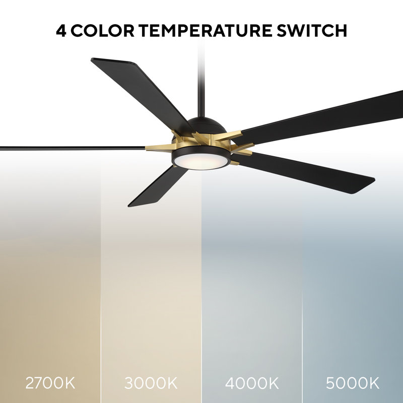Rotary Smart LED Downrod Ceiling Fan, Gold