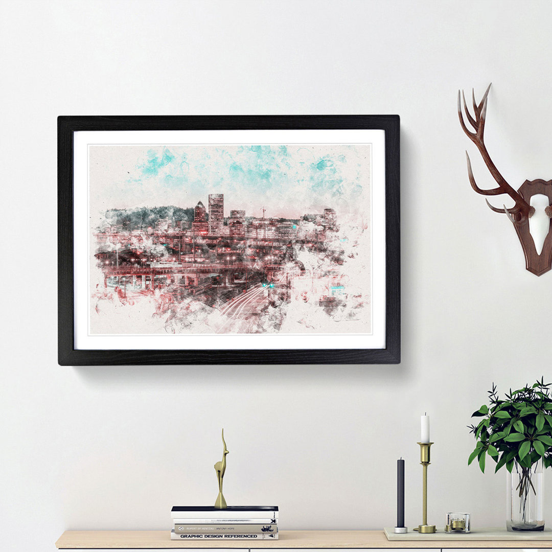 Portland Oregon at Night - Framed Print